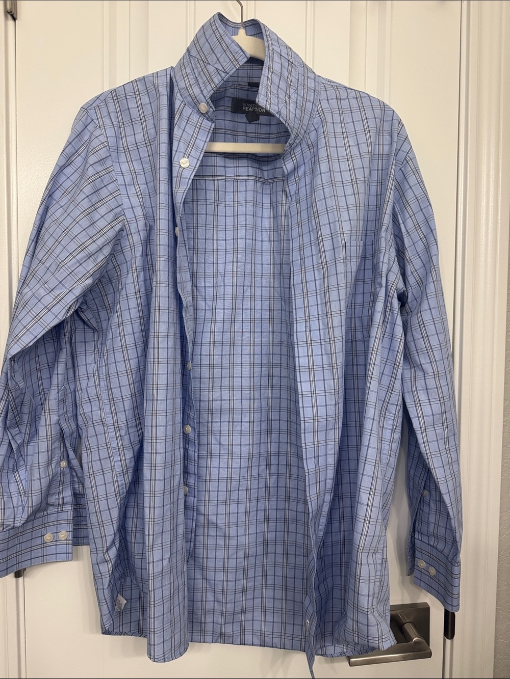 Kenneth Cole Reaction Light Blue Plaid Button-Down Shirt
